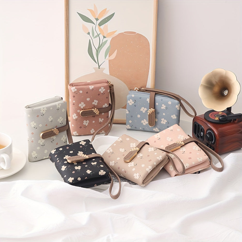 New Printed Short Women'S Wallet, a Fresh And Stylish Large-Capacity Multifunctional Purse, Wrist Wallet, Coin Pouch, And Card Holder All in One.