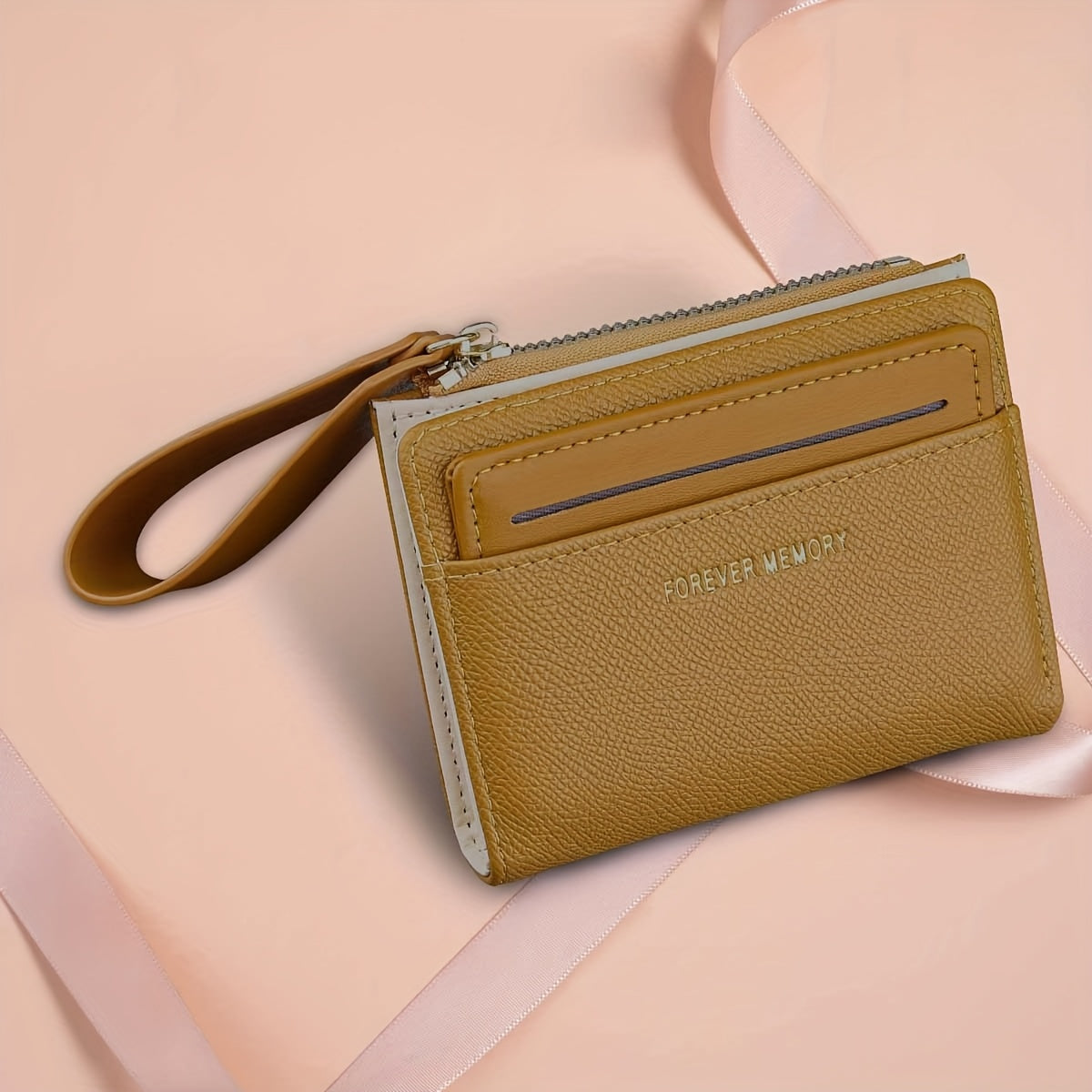 Women'S Mini Purse Ultra-Thin Double Fold Credit Card Clip Simple Zipper Coin Purse Women'S Clutch Purse