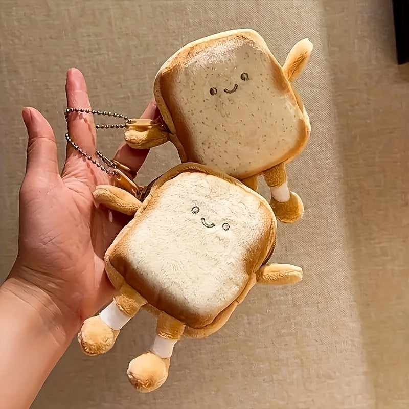 5pcs Cute Toast Purses 5pcs Soft Plush Cute Toast Coin Purses | Yellow Polyester Earbud Case & Wallet | Perfect for Parties, Birthdays, and Holiday Gifts