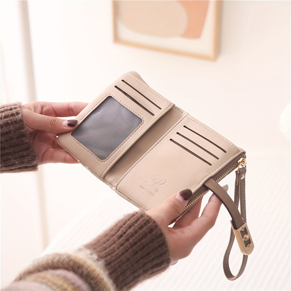 New Printed Short Women'S Wallet, a Fresh And Stylish Large-Capacity Multifunctional Purse, Wrist Wallet, Coin Pouch, And Card Holder All in One.