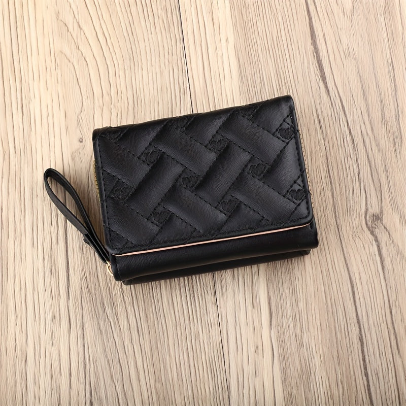 Faux Leather Heart Pattern Tassel Zipper Wallet for Women, Foldable 3-Panel Coin Purse with Polyester Lining, Non-Washable, Insert Pocket - Perfect for Valentine's, Birthday, Halloween, Christmas, Mother's Day Gifts