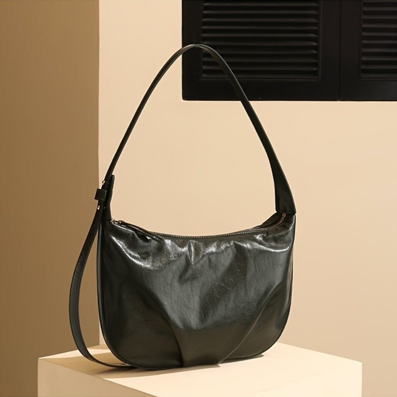 Vintage-Inspired Black Tote Bag with Adjustable Strap - Large Capacity Shoulder & Crossbody Bag for Women, Zipper Closure, Fabric Lining, Everyday Tote Bag|Vintageinspired Bag|Zippered Closure, Large Tote Bag