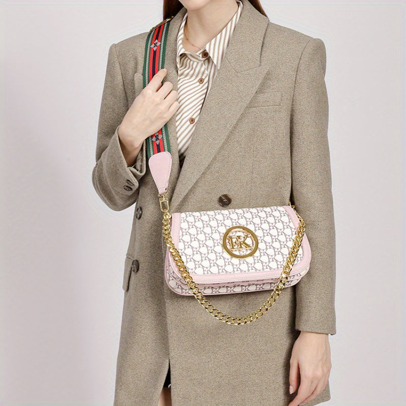 Elegant Women'S Crossbody Bag! 10 Styles Discovered Hong KongFK2025 New Texture Niche High-End Feel Chain Saddle Bag Old Flower Light Luxury Anti-Armpit Bags for Wome