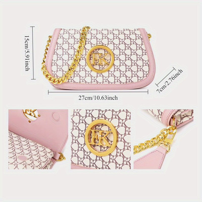 Elegant Women'S Crossbody Bag! 10 Styles Discovered Hong KongFK2025 New Texture Niche High-End Feel Chain Saddle Bag Old Flower Light Luxury Anti-Armpit Bags for Wome