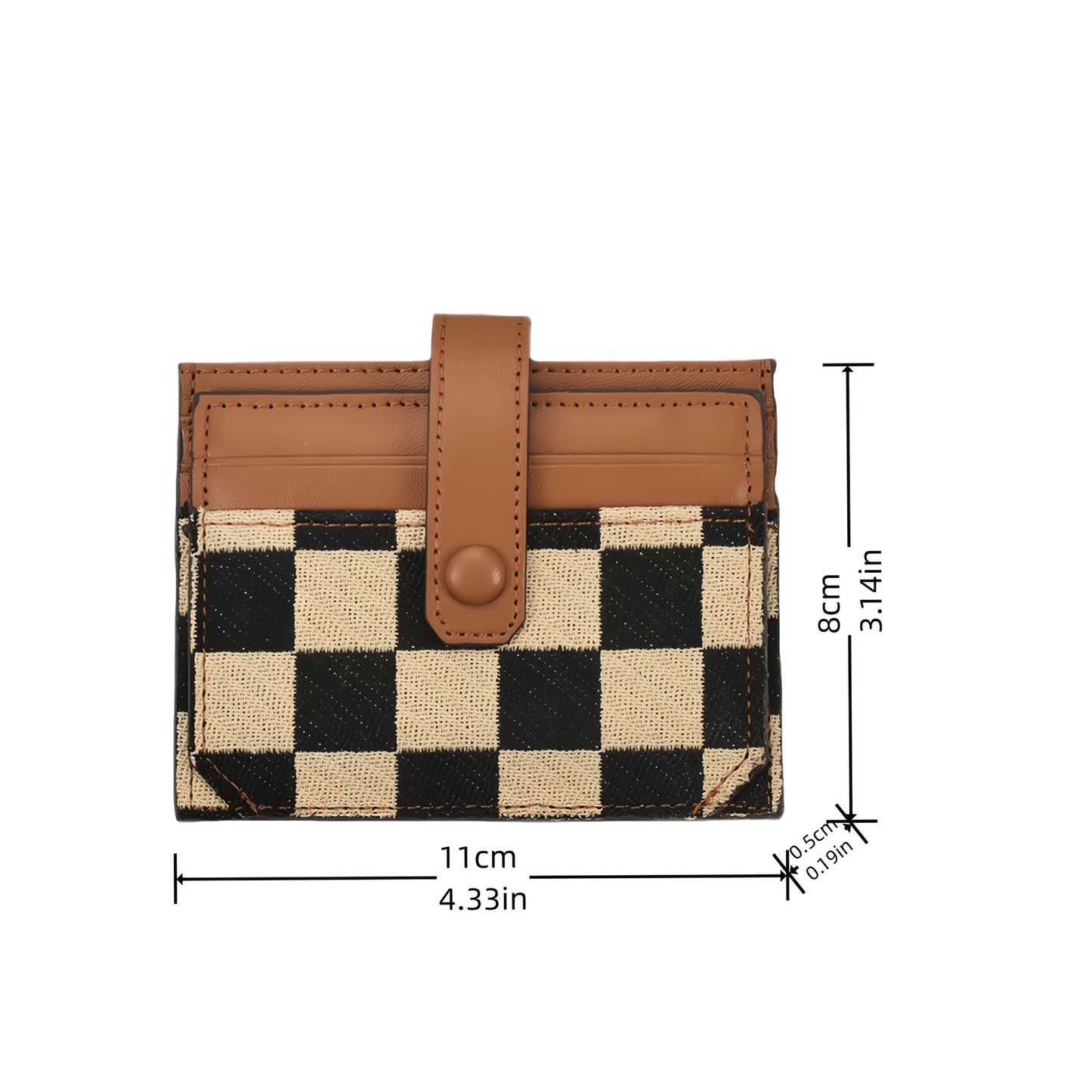 1pc Slim Black & White Checkered Card Wallet with Transparent Window, Large Capacity Coin Purse & Multiple Slots - Stylish Retro Design, Perfect Gift for Her or Mom, Wallet