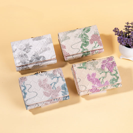 Vintage Floral Mini Wallet - Lightweight Synthetic Coin Purse with Secure Clasp Closure, Compact Design for Students & Everyday Use, Student Coin Purse | Floral Wallet | Durable Zipper Closure, Cute Wallet
