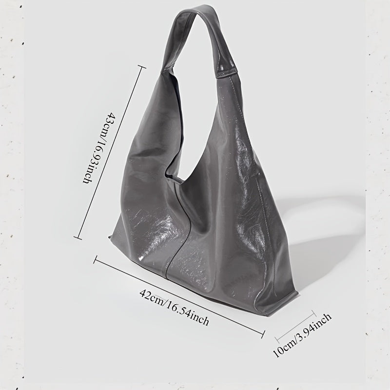 KoniKoni Genuine Leather Tote Bag for Women - Large Capacity Shoulder Bag, Stylish Gray\u002FBlack Commuter Handbag with Magnetic Closure, Soft & Durable Design for Everyday Use