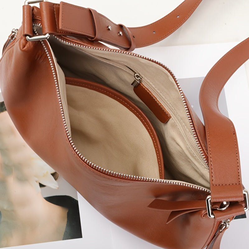 Vintage Genuine Crossbody Bag for Women - Adjustable Detachable Strap, Zipper Closure, Multi-Way Carry (Crossbody\u002FShoulder\u002FHandbag) - Coffee Brown, Chocolate, Beige, Light Brown, Milk White, Green, Black - Casual & Formal Use