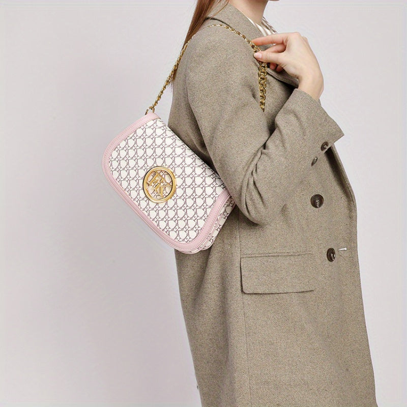 Elegant Women'S Crossbody Bag! 10 Styles Discovered Hong KongFK2025 New Texture Niche High-End Feel Chain Saddle Bag Old Flower Light Luxury Anti-Armpit Bags for Wome