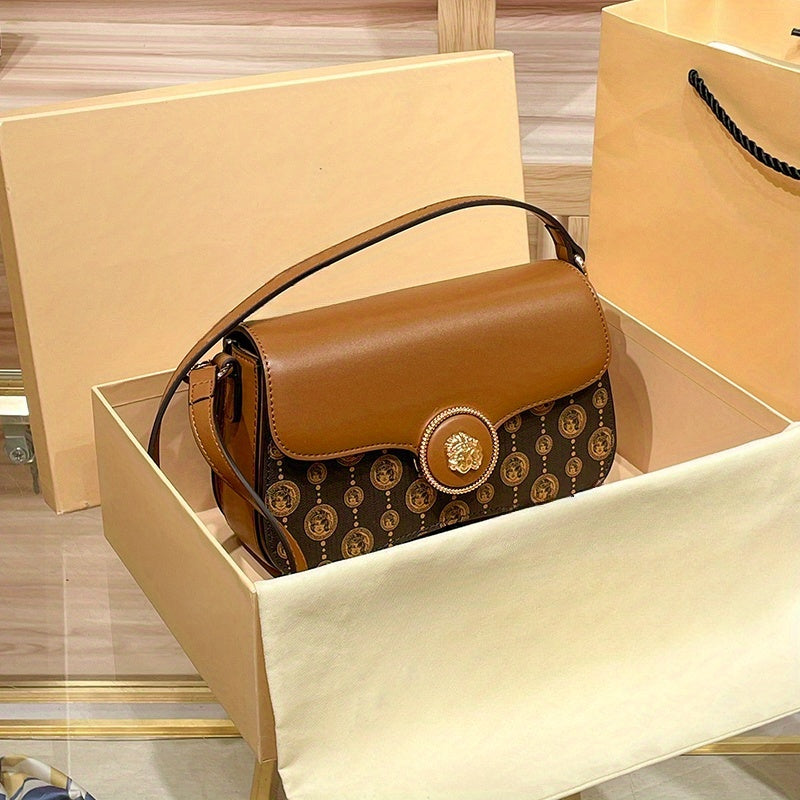 Elegant Women'S Shoulder Bag - Light Brown with Floral Embossed Design, Magnetic Closure & Detachable Strap, Versatile Crossbody or Handbag for Casual & Formal Occasions, Cute Purse