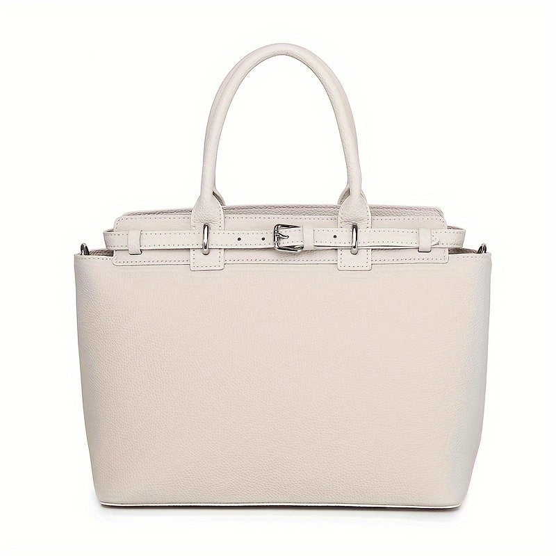 ANGENGRUI Genuine Leather Tote Bag for Women - European Style Fashion Handbag with Removable Strap