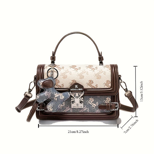2025 New Women'S Vintage Floral Crossbody Bag - Adjustable Strap, Blue Floral Embroidery, Synthetic with Polyester Lining, Elegant Everyday Commute & Casual Shoulder Bag, Crossbody Purse, Everyday Accessory, Classic Style, Textured Finish