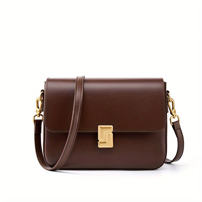Chic Black Crossbody Bag with Golden-Tone Hardware - Versatile Shoulder Purse for Women, Minimalist Design, Zip Closure, Available in Sizes S to XXL