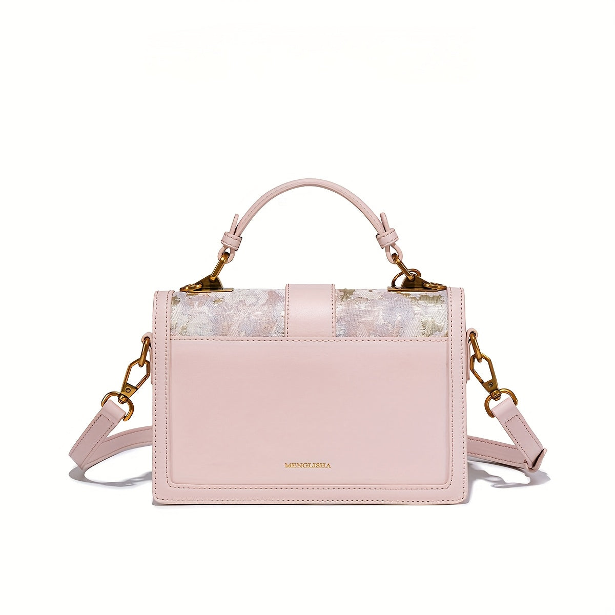 Women's Floral handbag - Pastel pink Convertible crossbody\u002Fshoulder Bag, Magnetic Closure, Elegant flaps, Chain Strap, Synthetic material for Everyday & Formal Events - Women's Purse, Secondlayer Leather