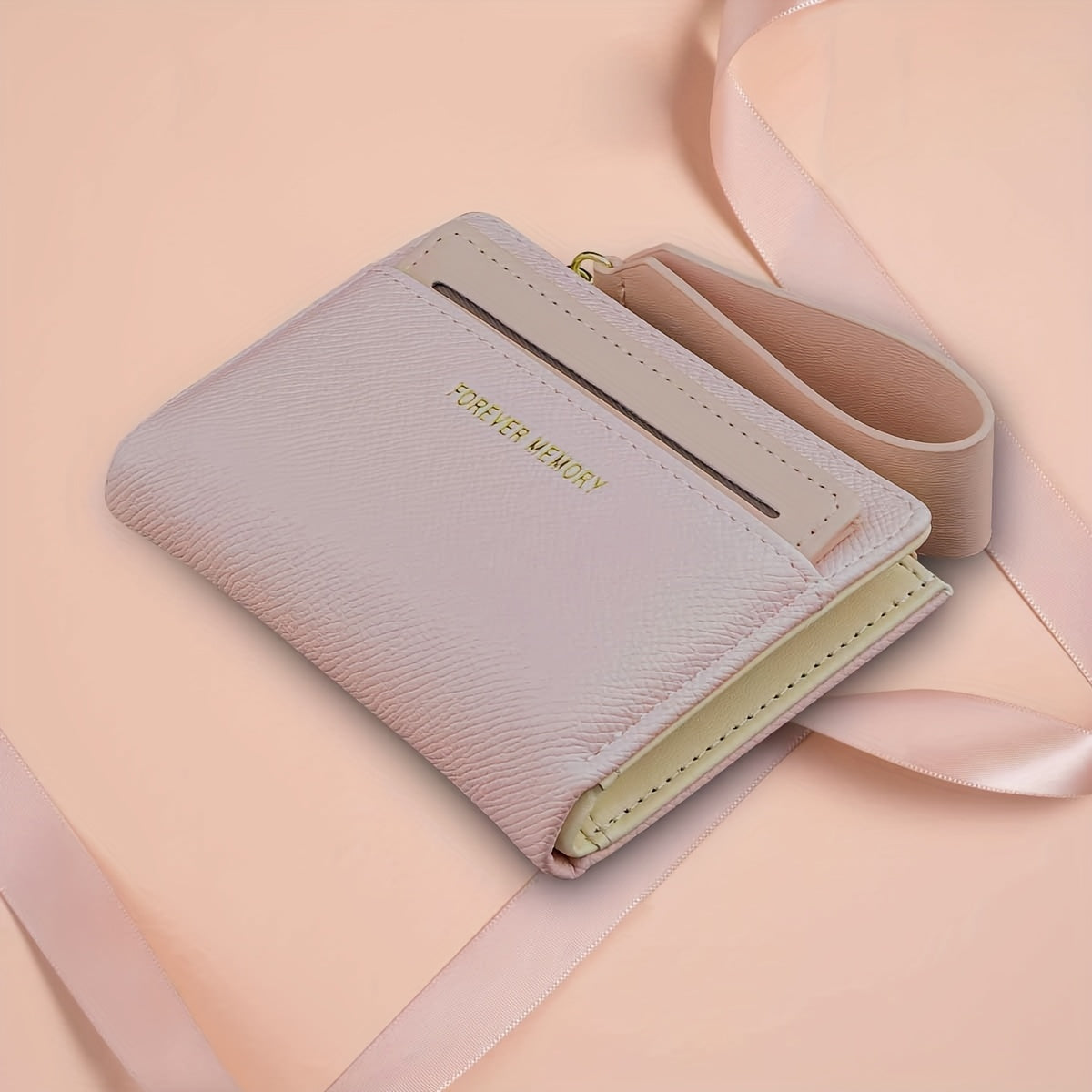 Women'S Mini Purse Ultra-Thin Double Fold Credit Card Clip Simple Zipper Coin Purse Women'S Clutch Purse