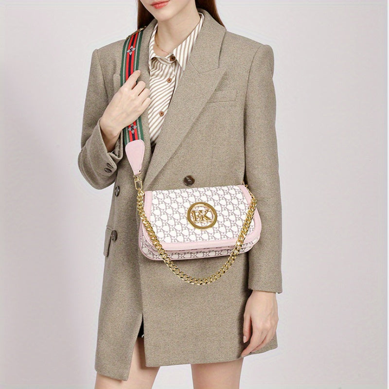 Elegant Women'S Crossbody Bag! 10 Styles Discovered Hong KongFK2025 New Texture Niche High-End Feel Chain Saddle Bag Old Flower Light Luxury Anti-Armpit Bags for Wome