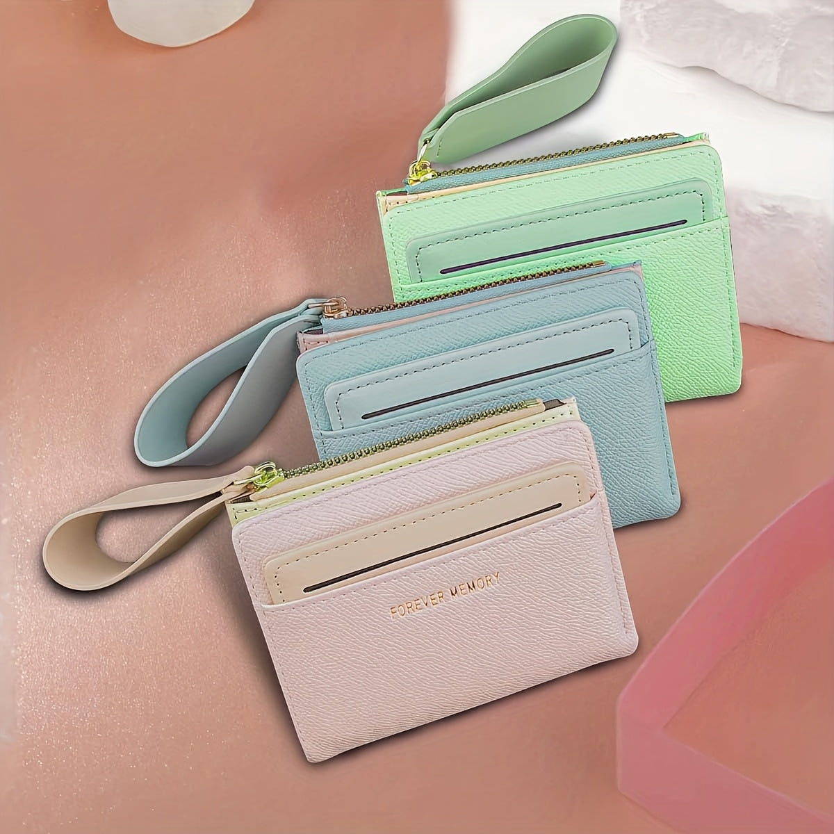 Women'S Mini Purse Ultra-Thin Double Fold Credit Card Clip Simple Zipper Coin Purse Women'S Clutch Purse