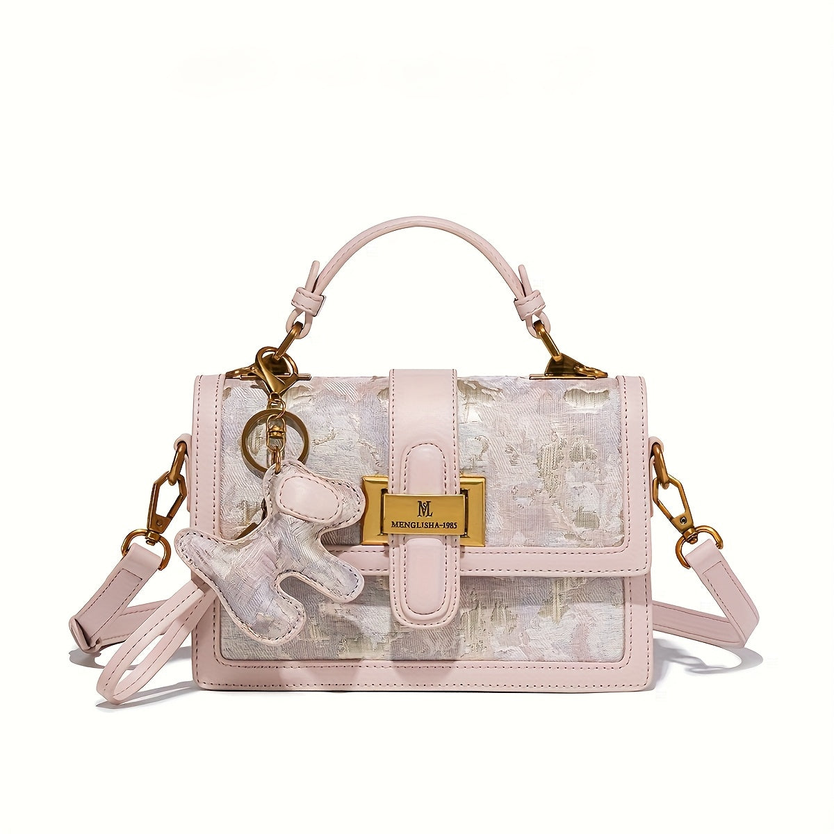 Women's Floral handbag - Pastel pink Convertible crossbody\u002Fshoulder Bag, Magnetic Closure, Elegant flaps, Chain Strap, Synthetic material for Everyday & Formal Events - Women's Purse, Secondlayer Leather