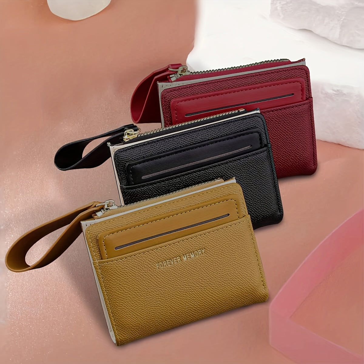 Women'S Mini Purse Ultra-Thin Double Fold Credit Card Clip Simple Zipper Coin Purse Women'S Clutch Purse