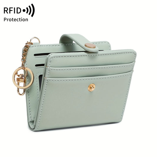 FOREVER MIYIN Compact RFID Blocking Women'S Wallet - Minimalist Ultra-Thin Bi-Fold with Multiple Card Slots, Coin Purse & Keychain, Lightweight Multi-Functional Short Wallet, Black, RFID Blockin