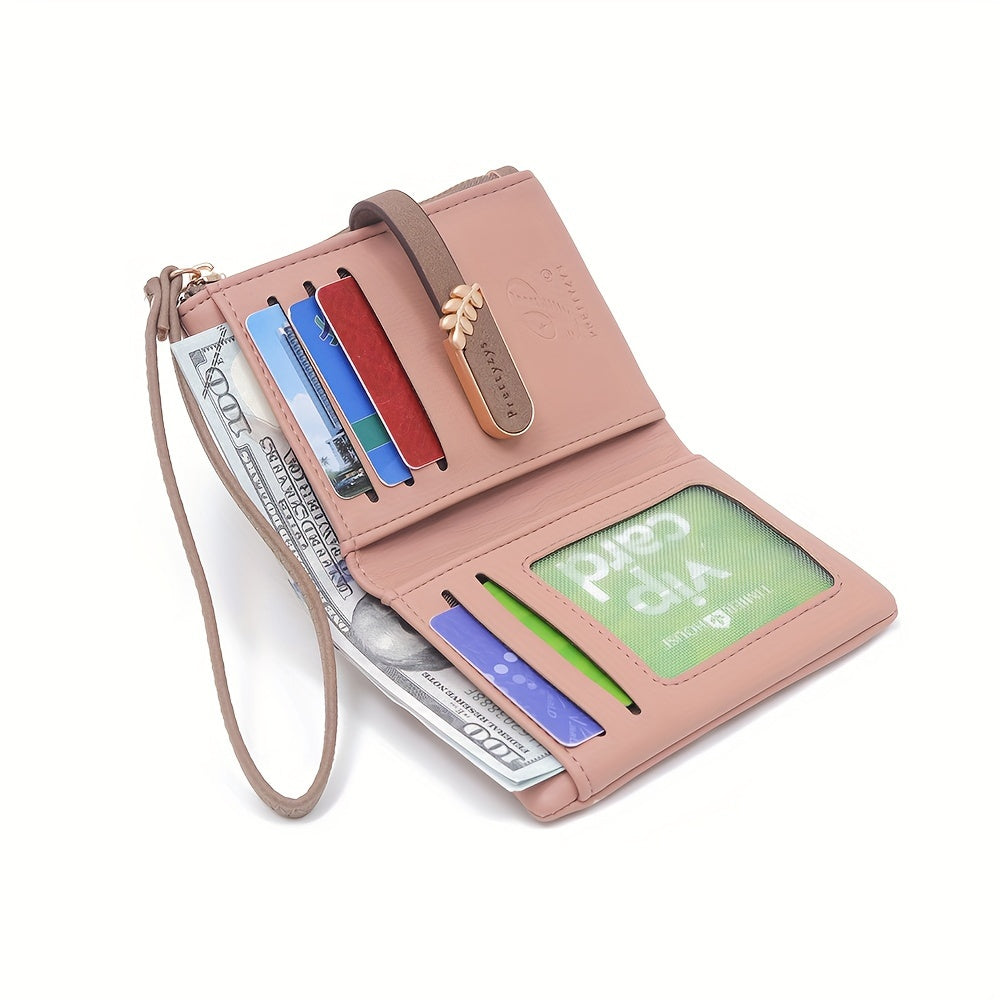 New Printed Short Women'S Wallet, a Fresh And Stylish Large-Capacity Multifunctional Purse, Wrist Wallet, Coin Pouch, And Card Holder All in One.