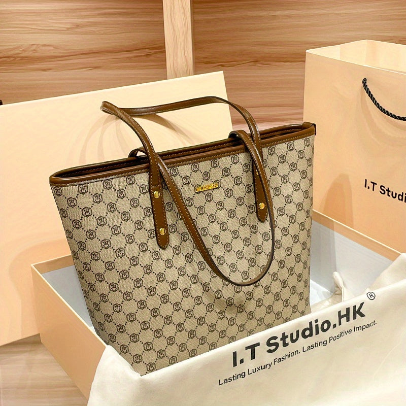 Hong Kong Light Luxury High-end Fashion Large Capacity Office Worker Fashion Women'S Shoulder Tote Bag