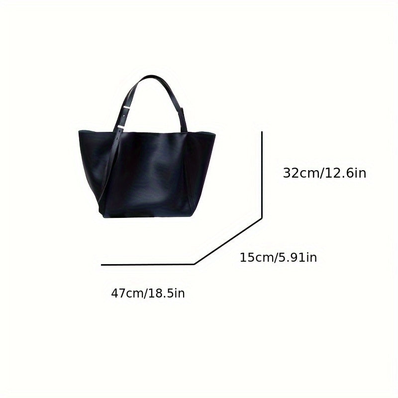 Women'S Minimalist Taupe Leather Tote Bag with Adjustable Strap - Large Capacity, Magnetic Closure, Fabric Lining, Edge Paint Detail, Ideal for Casual & Professional Use, Casual Tote Bag|Minimalist Style|Magnetic Closure Bag