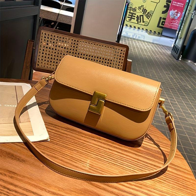 Women's Genuine Convertible Shoulder Bag - Detachable Strap & Magnetic Closure, Large Capacity Tote for Work, Shopping, Casual Outings - Solid Black with Golden-Tone Accents, Guangzhou Crafted, Crossbody Purse, Minimalist Design, Goldtone Hardware