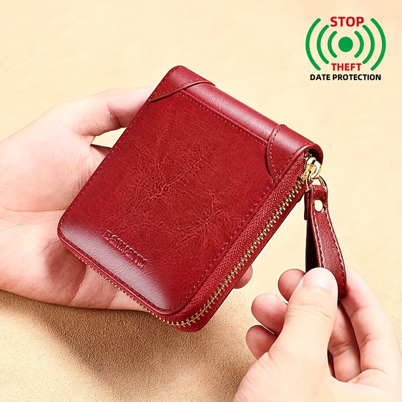 Vintage RFID Wallet BANYANU Women's Vintage RFID Blocking Wallet | Multi-Card Holder with Zipper, 2-Layer, Coin Purse & Card Slots, Compact Design for Everyday Use, Stylish Accessory, Textured Finish