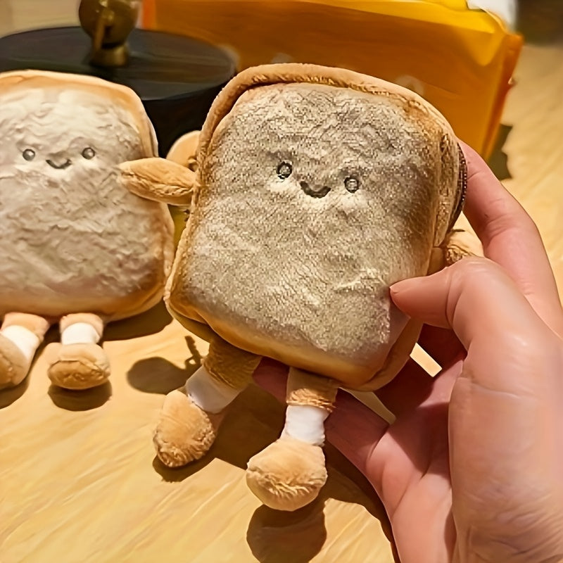 5pcs Cute Toast Purses 5pcs Soft Plush Cute Toast Coin Purses | Yellow Polyester Earbud Case & Wallet | Perfect for Parties, Birthdays, and Holiday Gifts