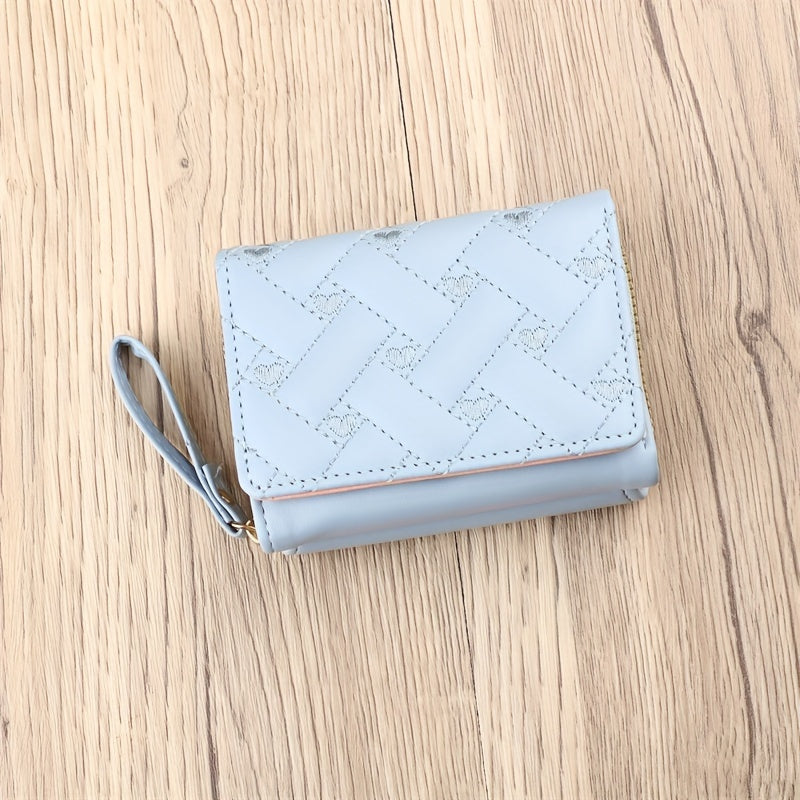 Faux Leather Heart Pattern Tassel Zipper Wallet for Women, Foldable 3-Panel Coin Purse with Polyester Lining, Non-Washable, Insert Pocket - Perfect for Valentine's, Birthday, Halloween, Christmas, Mother's Day Gifts