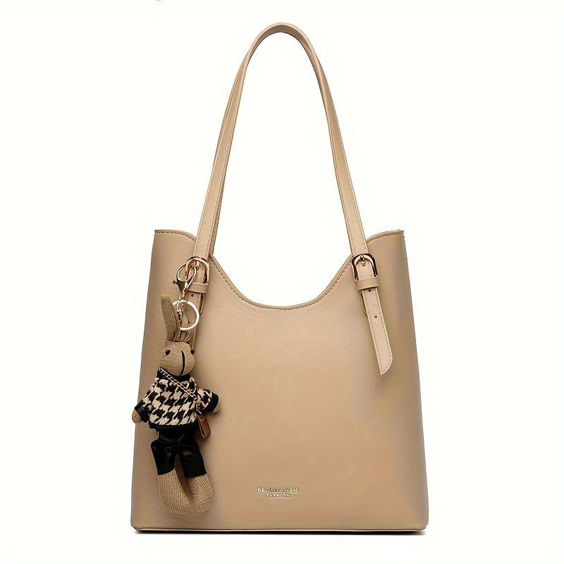Large Capacity Women's Tote Bag - Lightweight Shoulder Handbag with Zipper Closure, Black, Perfect for Autumn and Winter Casual Outfits