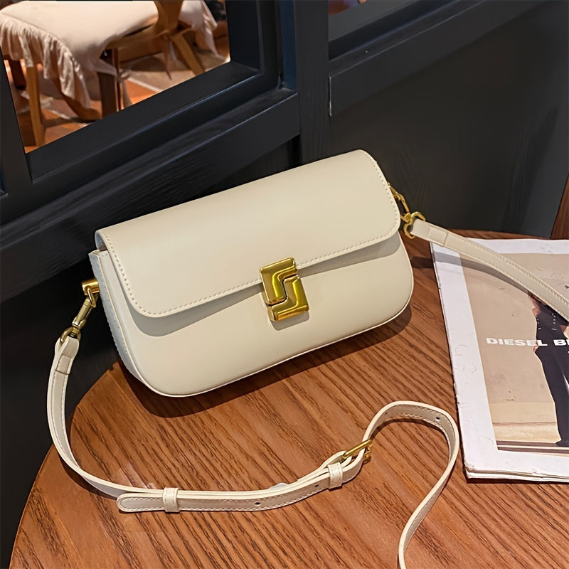Women's Genuine Convertible Shoulder Bag - Detachable Strap & Magnetic Closure, Large Capacity Tote for Work, Shopping, Casual Outings - Solid Black with Golden-Tone Accents, Guangzhou Crafted, Crossbody Purse, Minimalist Design, Goldtone Hardware