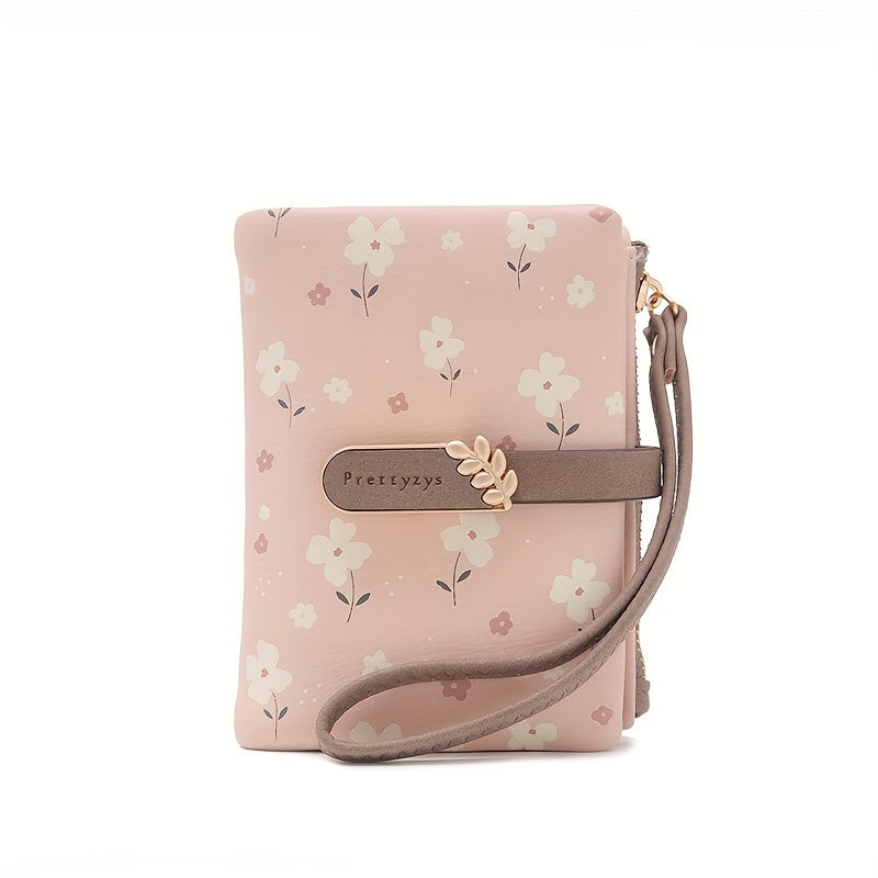New Printed Short Women'S Wallet, a Fresh And Stylish Large-Capacity Multifunctional Purse, Wrist Wallet, Coin Pouch, And Card Holder All in One.