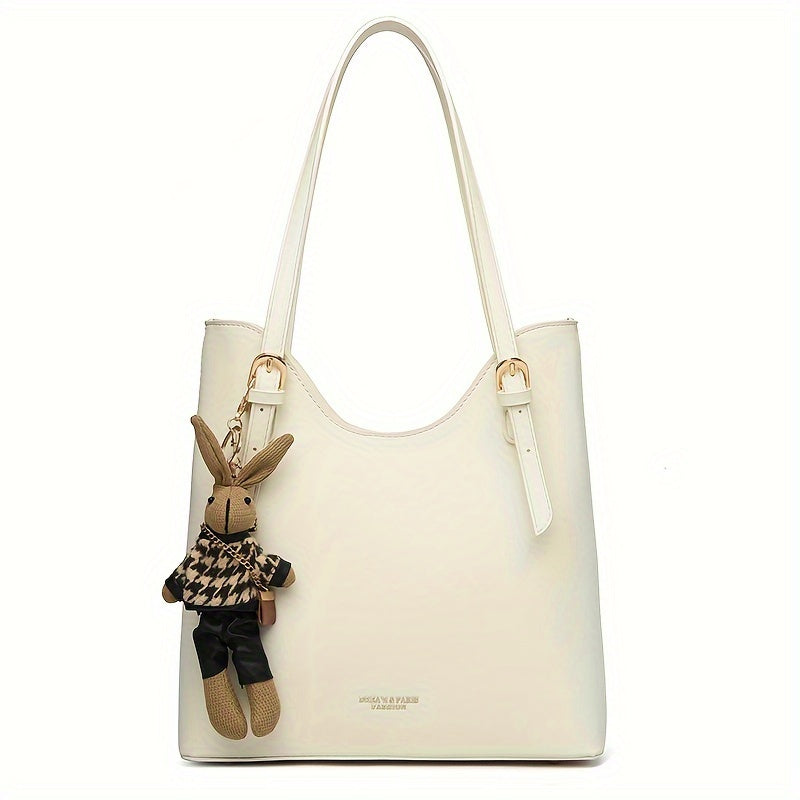 Large Capacity Women's Tote Bag - Lightweight Shoulder Handbag with Zipper Closure, Black, Perfect for Autumn and Winter Casual Outfits