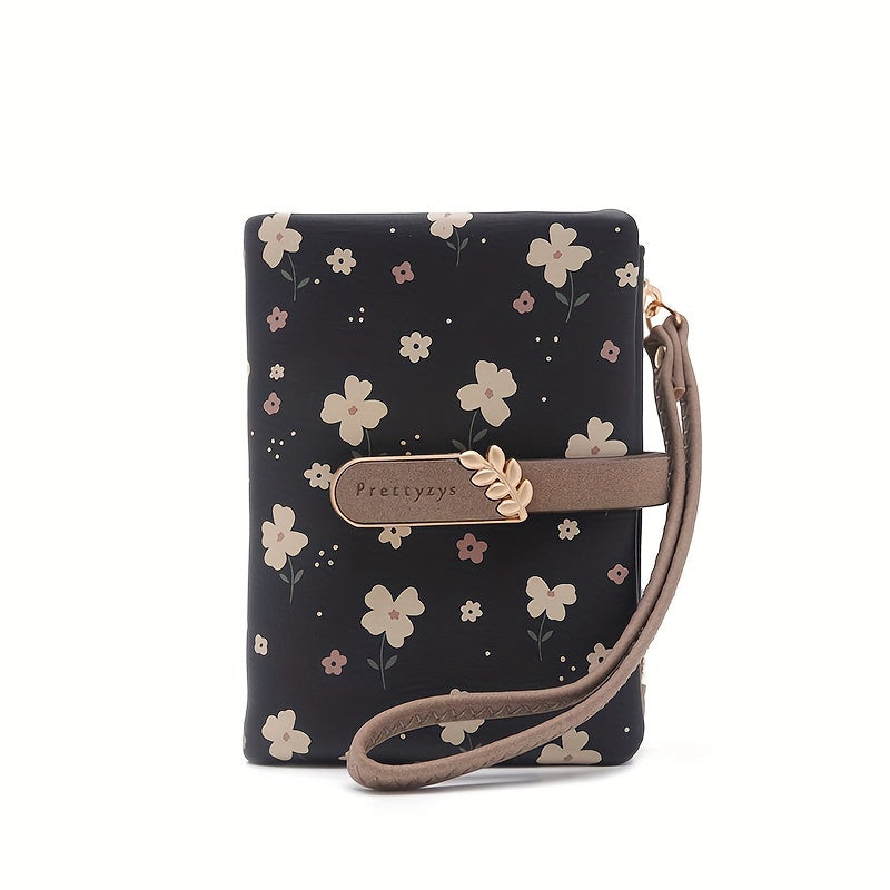 New Printed Short Women'S Wallet, a Fresh And Stylish Large-Capacity Multifunctional Purse, Wrist Wallet, Coin Pouch, And Card Holder All in One.