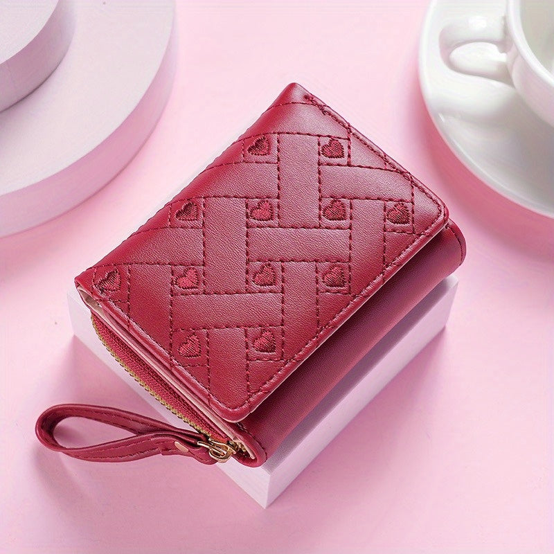 1\u002F2\u002F3pcs Embroidered Heart Coin Purse- Women'S Compact Wallet for Cash\u002FCards - Minimalist Pocket Organizer - Stylish Small Purse for Daily Essentials