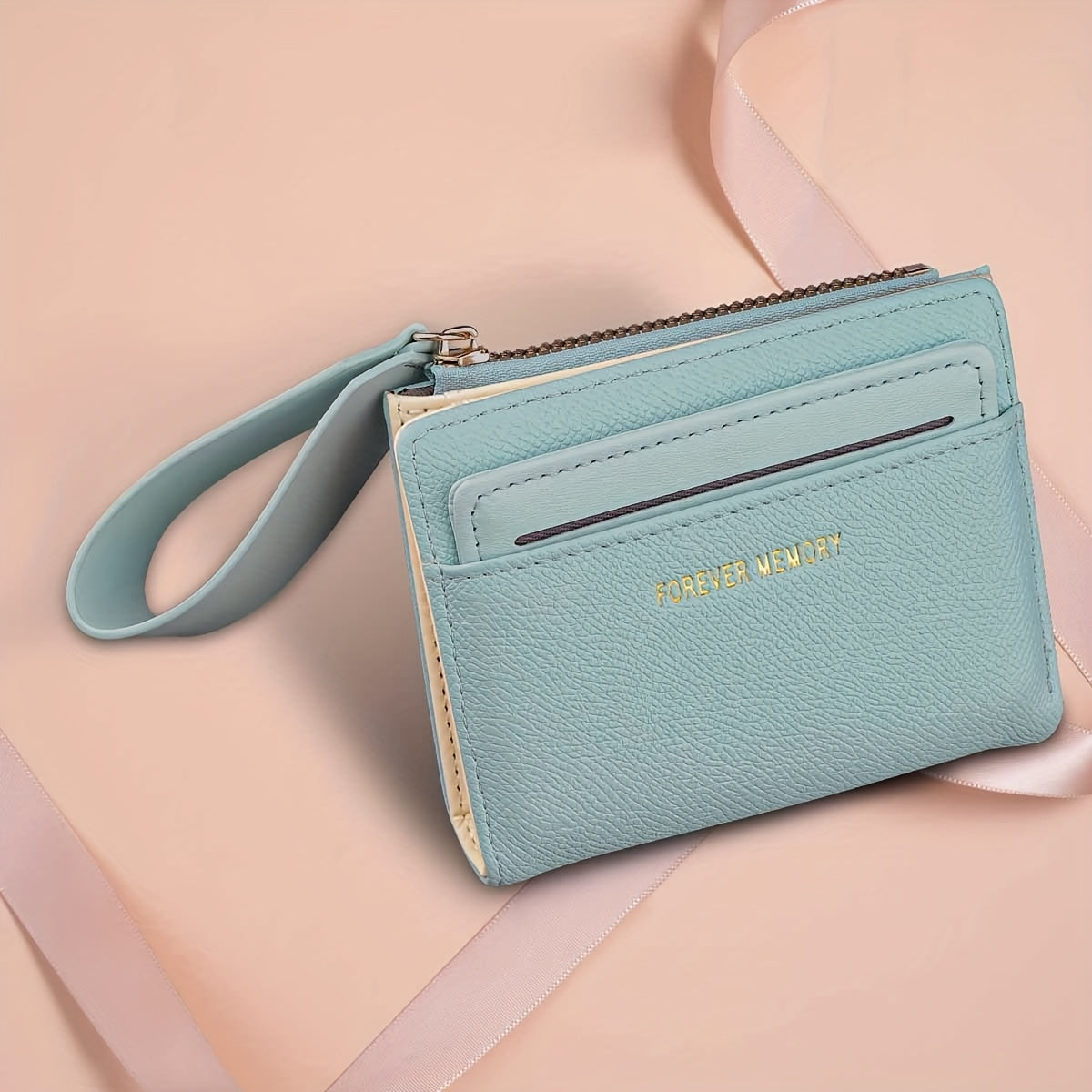 Women'S Mini Purse Ultra-Thin Double Fold Credit Card Clip Simple Zipper Coin Purse Women'S Clutch Purse