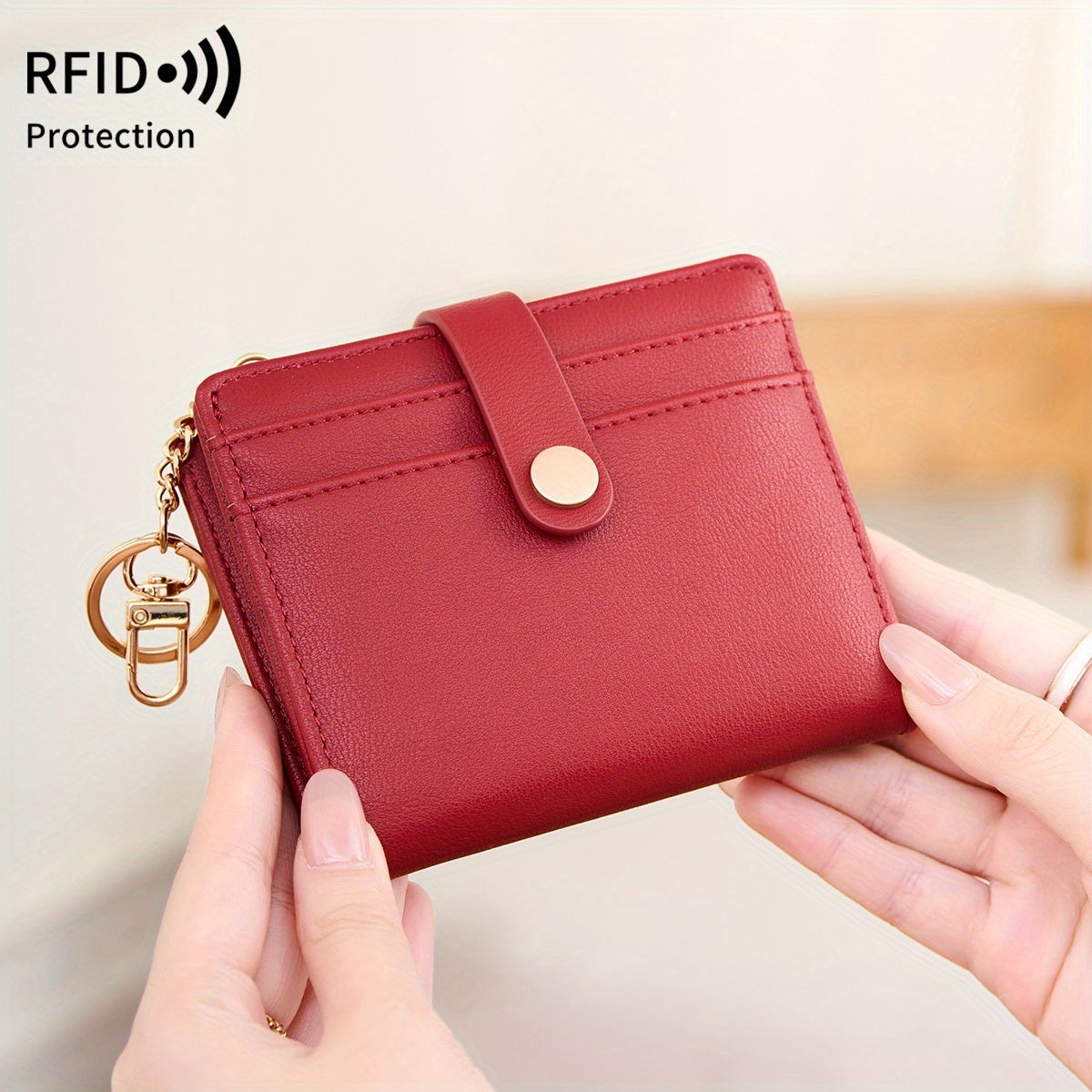 FOREVER MIYIN Compact RFID Blocking Women'S Wallet - Minimalist Ultra-Thin Bi-Fold with Multiple Card Slots, Coin Purse & Keychain, Lightweight Multi-Functional Short Wallet, Black, RFID Blockin