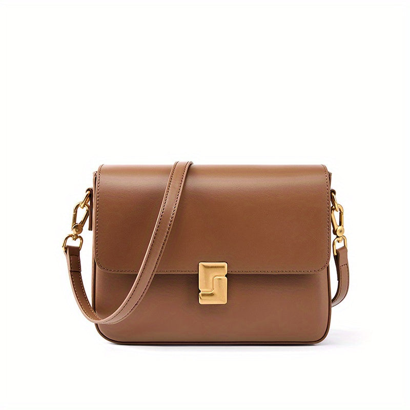 Chic Black Crossbody Bag with Golden-Tone Hardware - Versatile Shoulder Purse for Women, Minimalist Design, Zip Closure, Available in Sizes S to XXL