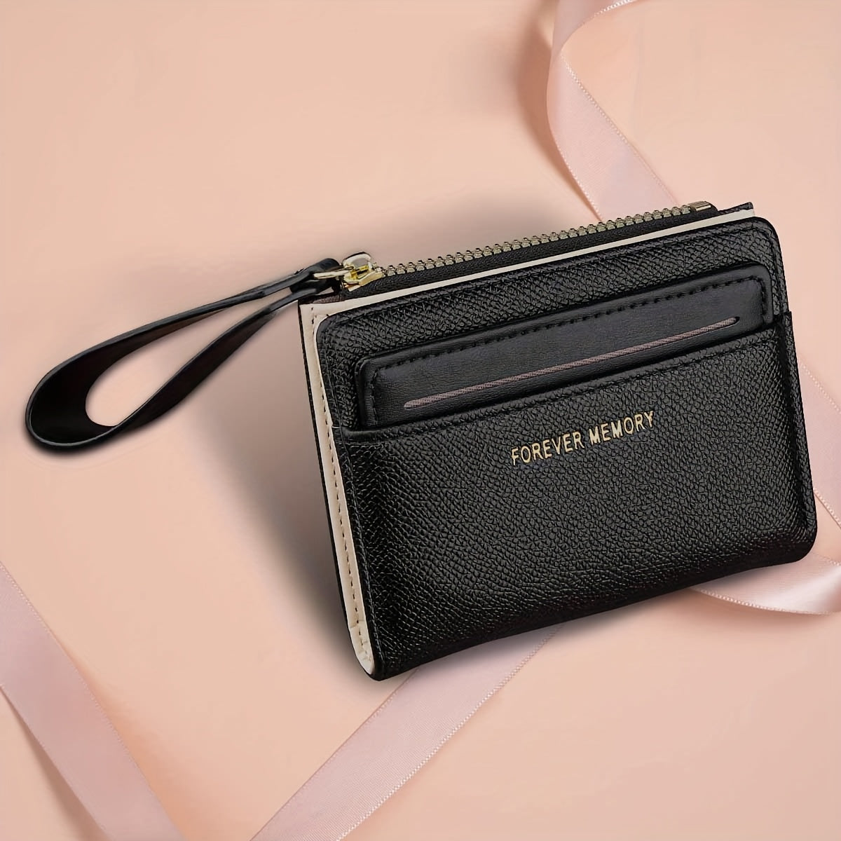 Women'S Mini Purse Ultra-Thin Double Fold Credit Card Clip Simple Zipper Coin Purse Women'S Clutch Purse