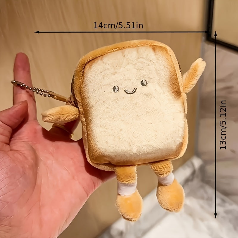 5pcs Cute Toast Purses 5pcs Soft Plush Cute Toast Coin Purses | Yellow Polyester Earbud Case & Wallet | Perfect for Parties, Birthdays, and Holiday Gifts