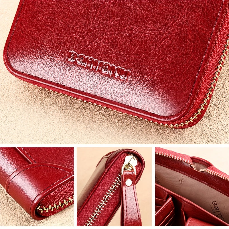 Vintage RFID Wallet BANYANU Women's Vintage RFID Blocking Wallet | Multi-Card Holder with Zipper, 2-Layer, Coin Purse & Card Slots, Compact Design for Everyday Use, Stylish Accessory, Textured Finish