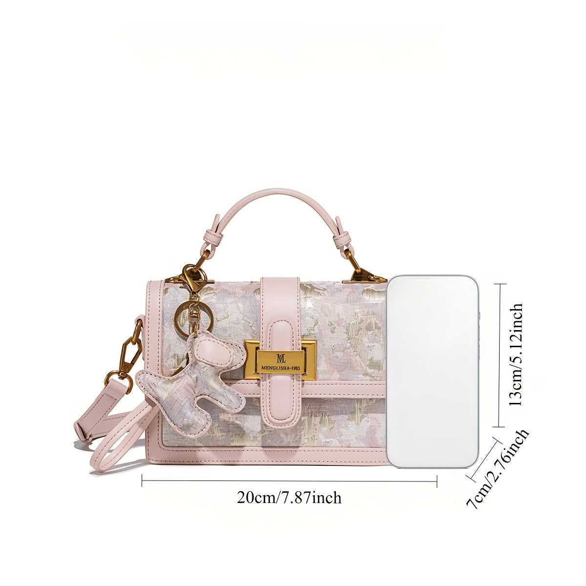 Women's Floral handbag - Pastel pink Convertible crossbody\u002Fshoulder Bag, Magnetic Closure, Elegant flaps, Chain Strap, Synthetic material for Everyday & Formal Events - Women's Purse, Secondlayer Leather