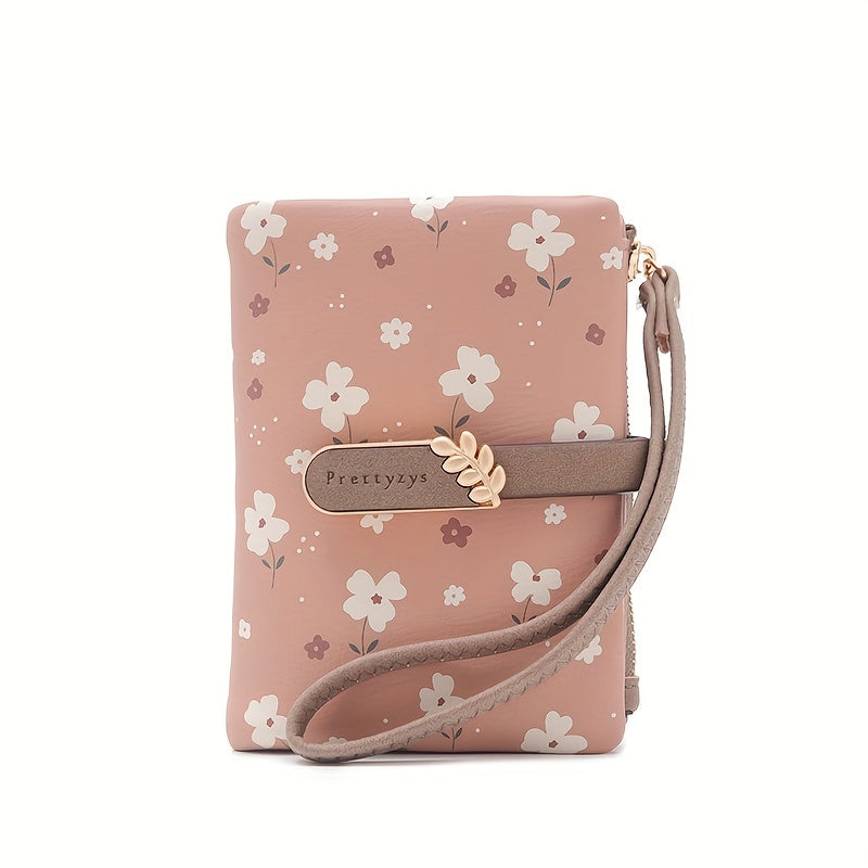 New Printed Short Women'S Wallet, a Fresh And Stylish Large-Capacity Multifunctional Purse, Wrist Wallet, Coin Pouch, And Card Holder All in One.