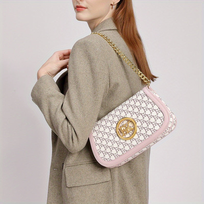 Elegant Women'S Crossbody Bag! 10 Styles Discovered Hong KongFK2025 New Texture Niche High-End Feel Chain Saddle Bag Old Flower Light Luxury Anti-Armpit Bags for Wome