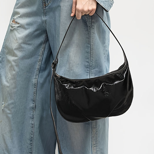 Vintage-Inspired Black Tote Bag with Adjustable Strap - Large Capacity Shoulder & Crossbody Bag for Women, Zipper Closure, Fabric Lining, Everyday Tote Bag|Vintageinspired Bag|Zippered Closure, Large Tote Bag