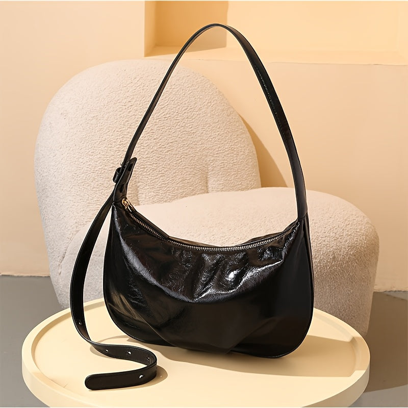 Vintage-Inspired Black Tote Bag with Adjustable Strap - Large Capacity Shoulder & Crossbody Bag for Women, Zipper Closure, Fabric Lining, Everyday Tote Bag|Vintageinspired Bag|Zippered Closure, Large Tote Bag