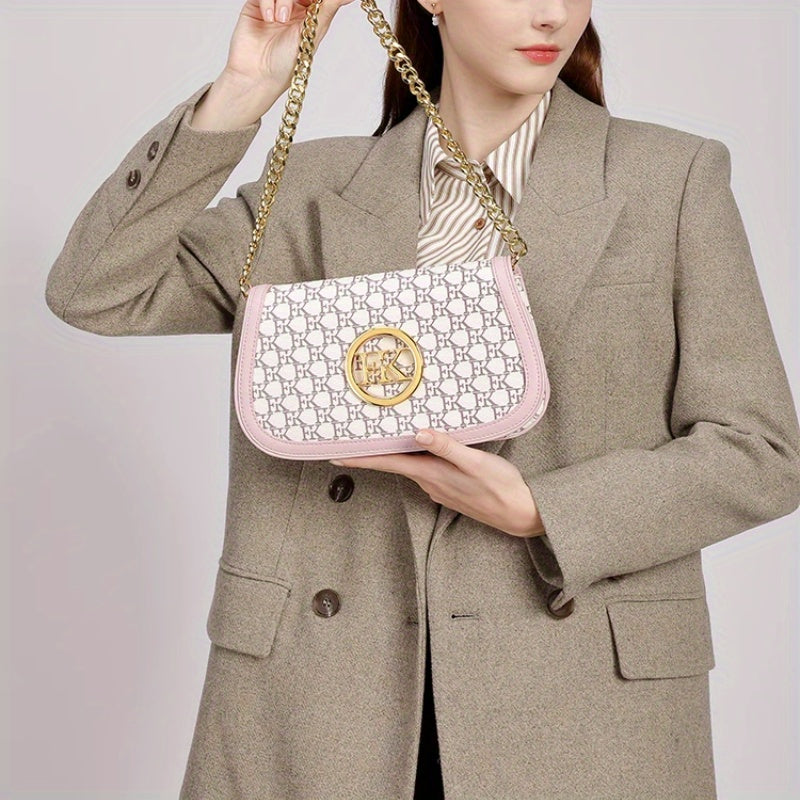 Elegant Women'S Crossbody Bag! 10 Styles Discovered Hong KongFK2025 New Texture Niche High-End Feel Chain Saddle Bag Old Flower Light Luxury Anti-Armpit Bags for Wome